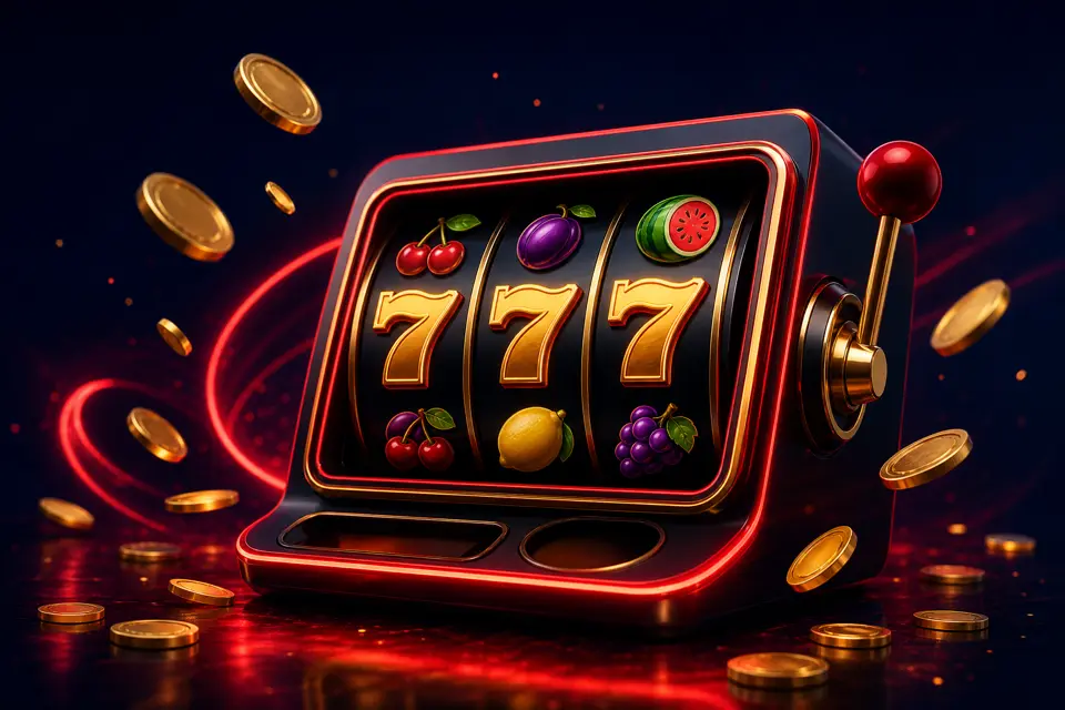 Ilustrasi mesin slot online dengan koin emas - Panduan Slot Mpoasia88